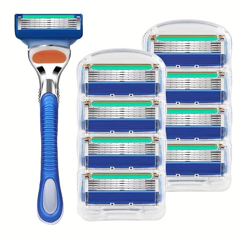 Men 5 Blade Razor & 8 Blade Refills for Smooth Shave