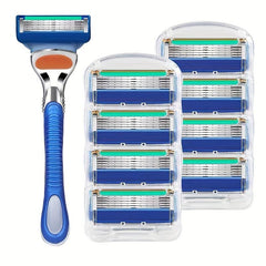 Men 5 Blade Razor & 8 Blade Refills for Smooth Shave