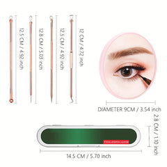 4pcs Stainless Steel Acne Needle Set With 10X Magnification Mirror