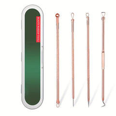 4pcs Stainless Steel Acne Needle Set With 10X Magnification Mirror