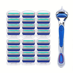 Vintage 5-Layer Manual Razor Set with 12-24 Refills