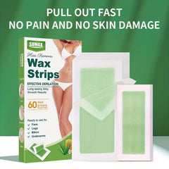 60 Counts Wax Strips Kit for Painless Hair Removal