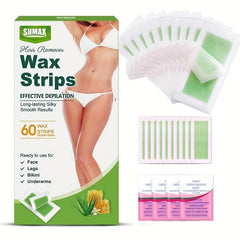 60 Counts Wax Strips Kit for Painless Hair Removal