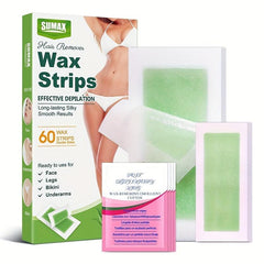 60 Counts Wax Strips Kit for Painless Hair Removal