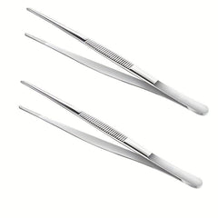 2pcs Stainless Steel Tweezers for BBQ Repair Silvery Durable