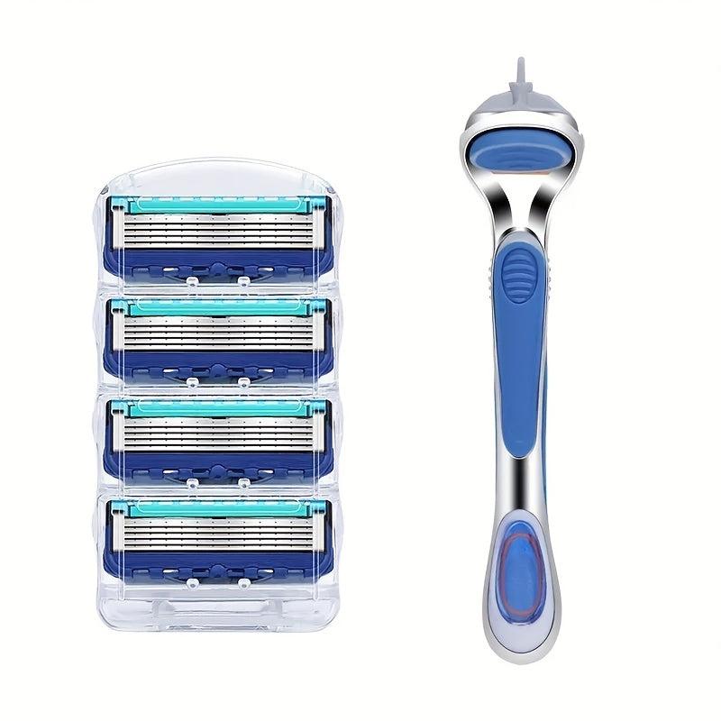 5-Layer Stainless Steel Manual Shaving Razor with Blades