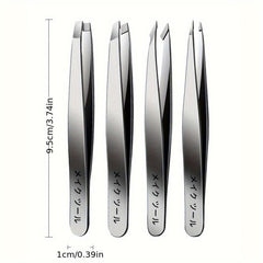 Professional Stainless Steel Tweezers Set 4 Pack