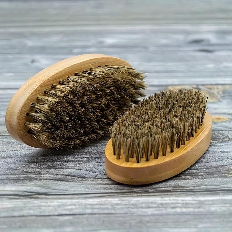 Men's Dual Strength Hair & Beard Brush Natural Boar Bristles & Wood