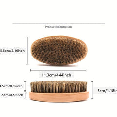 Men's Dual Strength Hair & Beard Brush Natural Boar Bristles & Wood