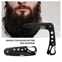 Folding Stainless Steel Beard Comb for Men