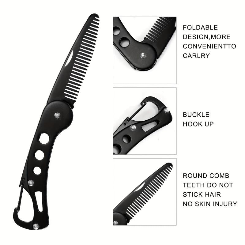 Folding Stainless Steel Beard Comb for Men