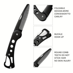 Folding Stainless Steel Beard Comb for Men