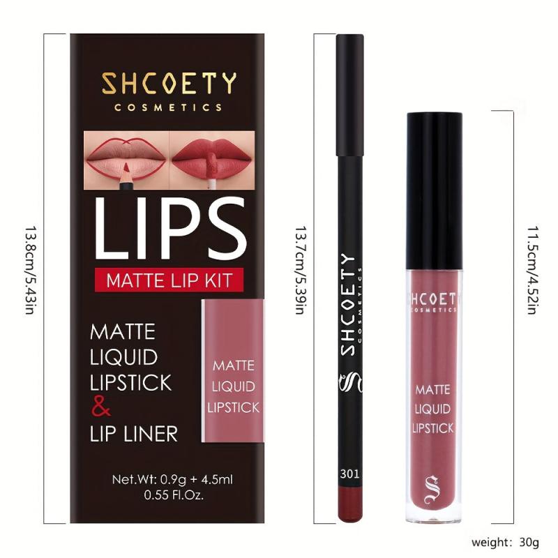 SHCOETY 12 Colors Lip Glaze Lip Liner Set Waterproof And Long Lasting