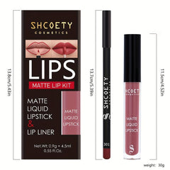 SHCOETY 12 Colors Lip Glaze Lip Liner Set Waterproof And Long Lasting