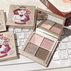 Bear Knight 4 Eyeshadow Palette Waterproof Sparkle Shimmer Matte Finish