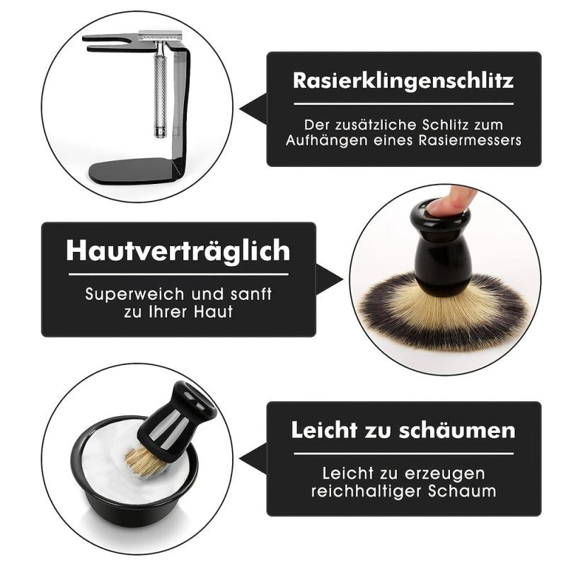 Men's Shaving Brush and Bowl Set - 3 in 1 Shaving Brush Set