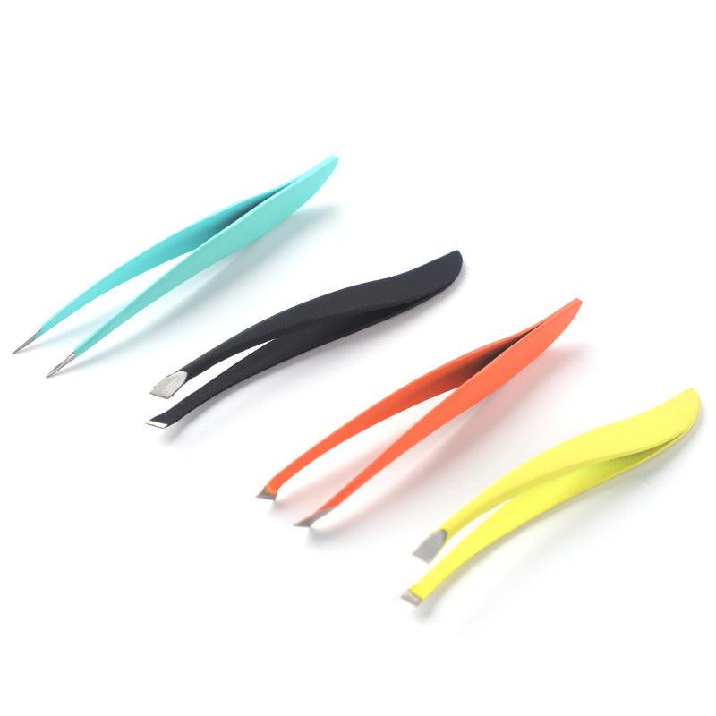 4 Pcs Colorful Stainless Steel Tweezers Set Eyebrow Face Nose Hair Remover