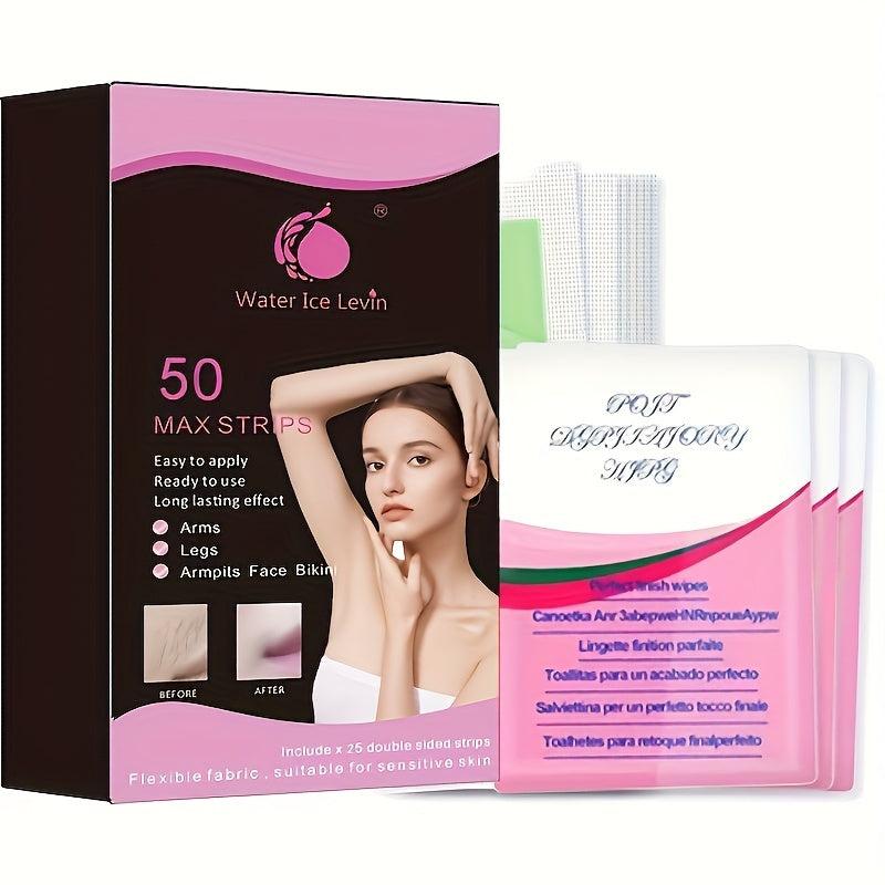 50pcs Women's Hair Removal Wax Paper Wet Wipes