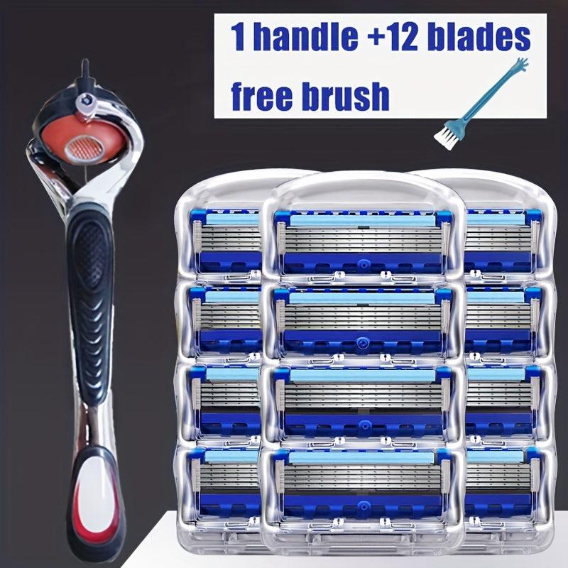 Men's Safety Razor Handle 8 Blades Refills + Holder