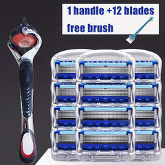 Men's Safety Razor Handle 8 Blades Refills + Holder