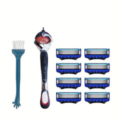 Men's Safety Razor Handle 8 Blades Refills + Holder