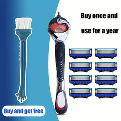 Men's Safety Razor Handle 8 Blades Refills + Holder