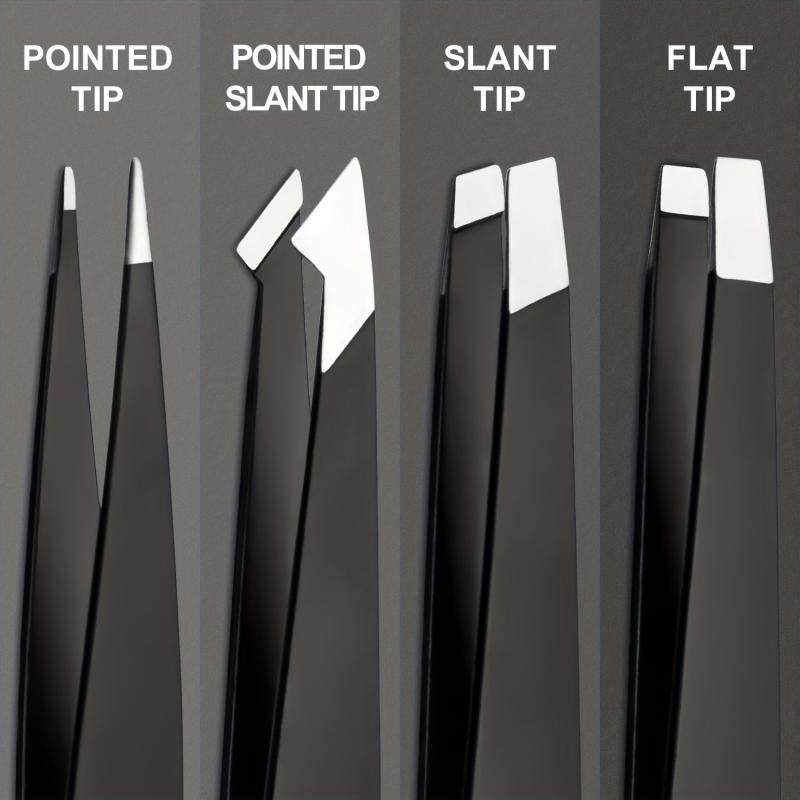 4 Pcs Stainless Steel Tweezers Set Precision Tweezers For Eyebrows Facial Hair