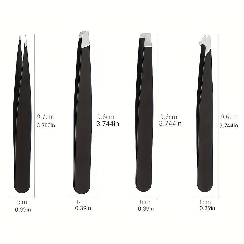 4 Pcs Stainless Steel Tweezers Set Precision Tweezers For Eyebrows Facial Hair