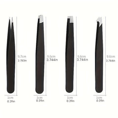 4 Pcs Stainless Steel Tweezers Set Precision Tweezers For Eyebrows Facial Hair