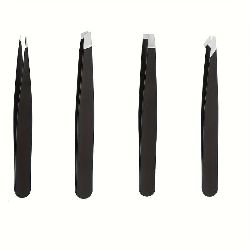 4 Pcs Stainless Steel Tweezers Set Precision Tweezers For Eyebrows Facial Hair