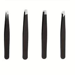 4 Pcs Stainless Steel Tweezers Set Precision Tweezers For Eyebrows Facial Hair