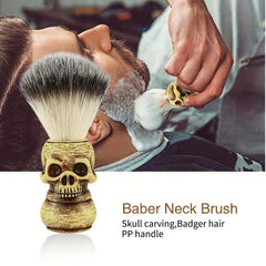 Skull Head Barber Salon Beard Shaving Brush with Skull Shaving Bowl