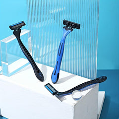 3PCS Men Razor Set, Stainless Steel Blades, Pivoting Head, Aloe Strip