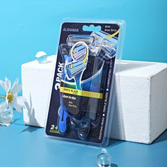 3PCS Men Razor Set, Stainless Steel Blades, Pivoting Head, Aloe Strip