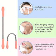 Facial Hair Removal Spring Threading Tool - Pink