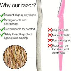 3pcs Pink Eco Friendly Dermaplaning Tool Set Biodegradable Wheat Straw Razors
