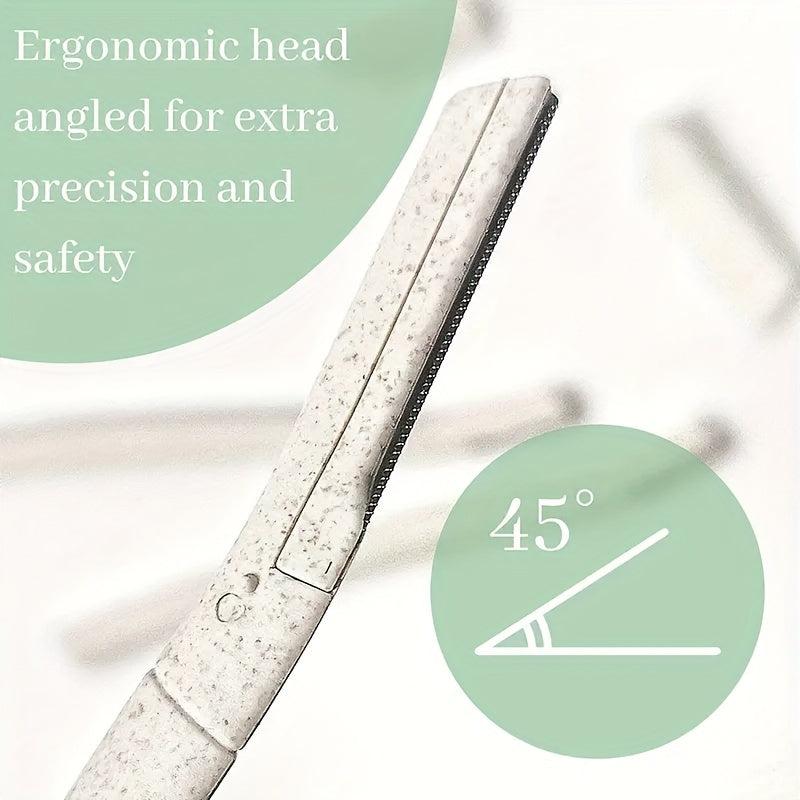 3pcs Pink Eco Friendly Dermaplaning Tool Set Biodegradable Wheat Straw Razors