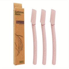 3pcs Pink Eco Friendly Dermaplaning Tool Set Biodegradable Wheat Straw Razors