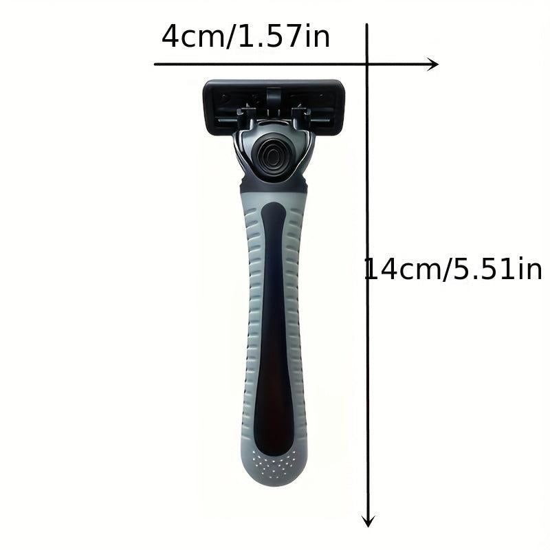 6-Layer Stainless Steel Razor with Handle, Replacement Holder, Shave Supplies