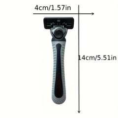 6-Layer Stainless Steel Razor with Handle, Replacement Holder, Shave Supplies