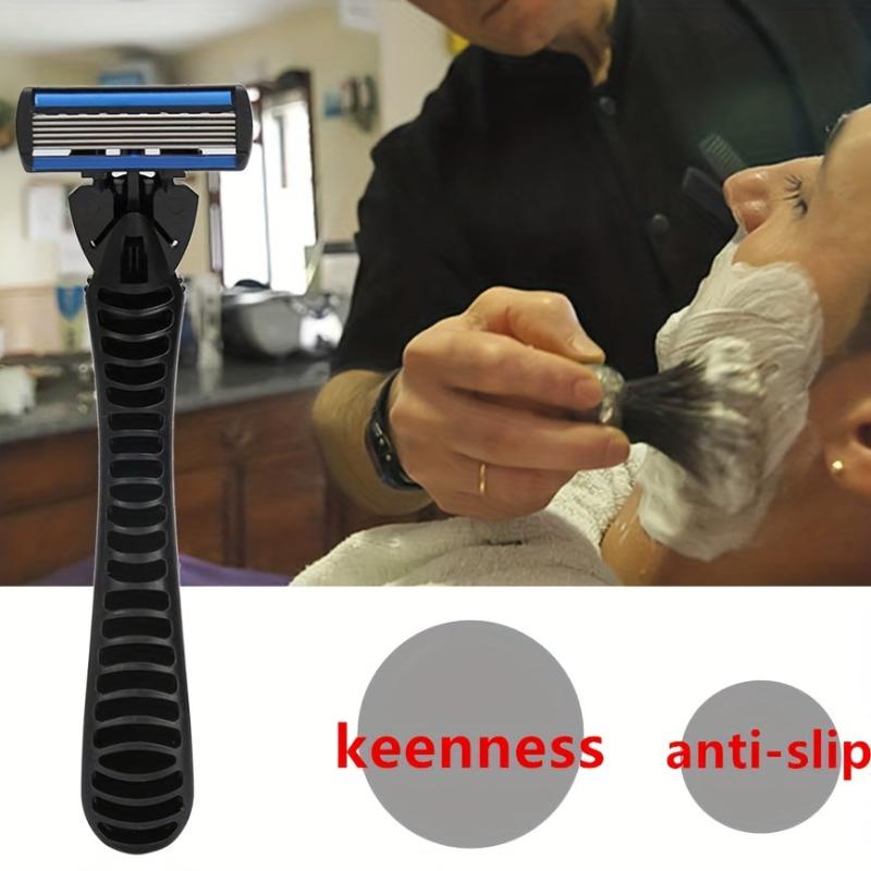 6-Layer Stainless Steel Razor with Handle, Replacement Holder, Shave Supplies