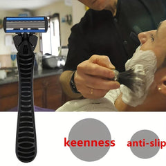 6-Layer Stainless Steel Razor with Handle, Replacement Holder, Shave Supplies