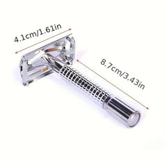 Vintage Long Handle Double Edged Safety Razor Wet Shaving Stainless Steel Razor