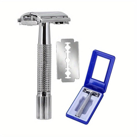 Vintage Long Handle Double Edged Safety Razor Wet Shaving Stainless Steel Razor