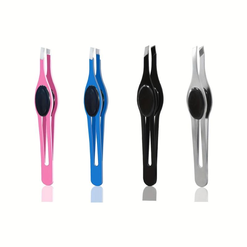 Colorful Hair Stainless Steel Slanted Tweezers for Eyebrows