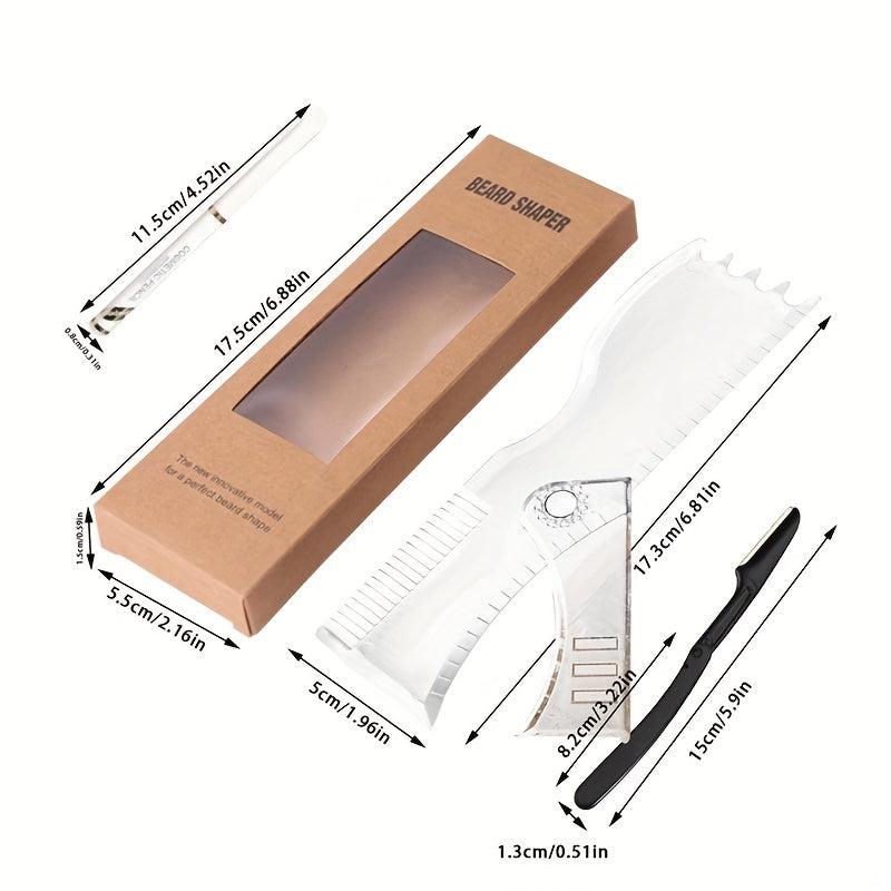Beard Shaping Kit with Adjustable Shaper Razors and Template Guide