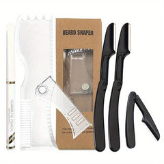 Beard Shaping Kit with Adjustable Shaper Razors and Template Guide