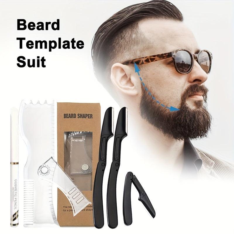 Beard Shaping Kit with Adjustable Shaper Razors and Template Guide