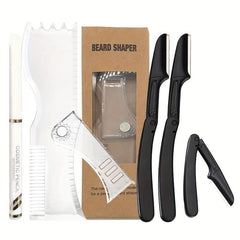 Beard Shaping Kit with Adjustable Shaper Razors and Template Guide