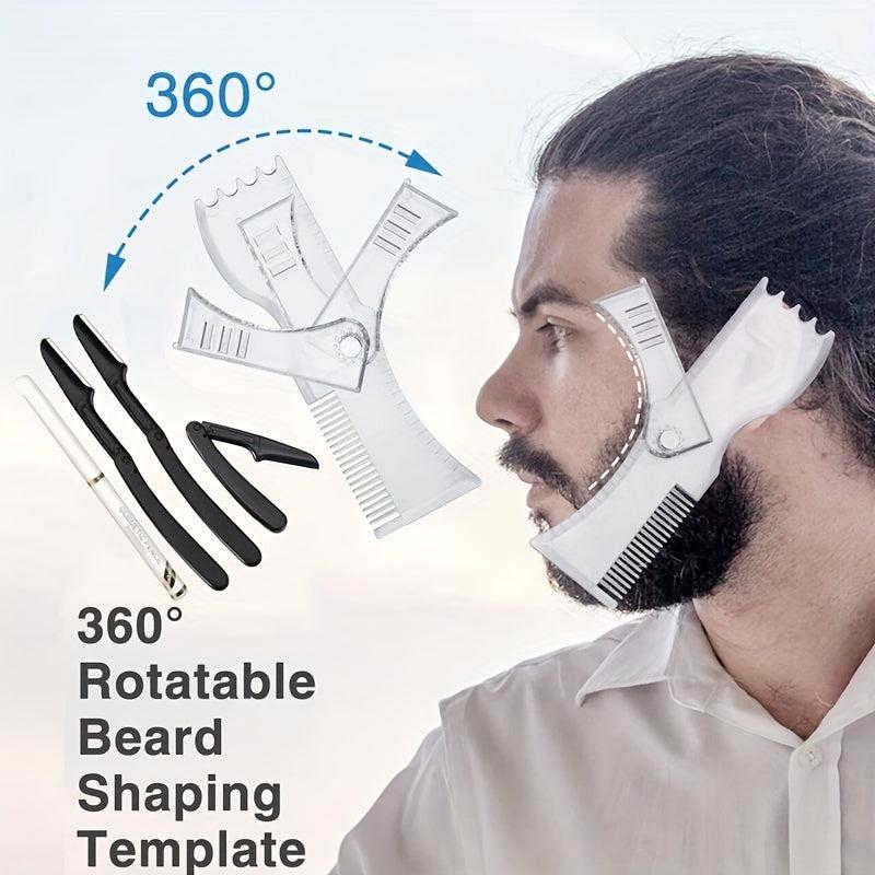 Beard Shaping Kit with Adjustable Shaper Razors and Template Guide